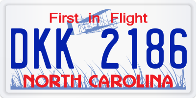 NC license plate DKK2186