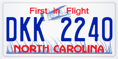 NC license plate DKK2240