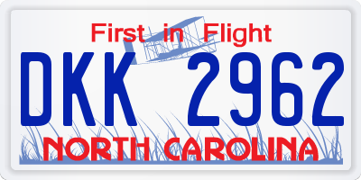 NC license plate DKK2962