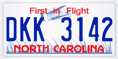 NC license plate DKK3142