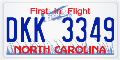 NC license plate DKK3349