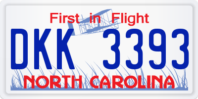 NC license plate DKK3393