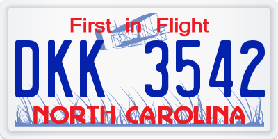 NC license plate DKK3542