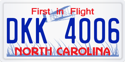 NC license plate DKK4006