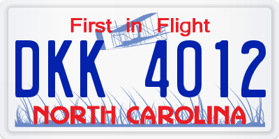 NC license plate DKK4012