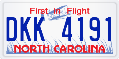 NC license plate DKK4191