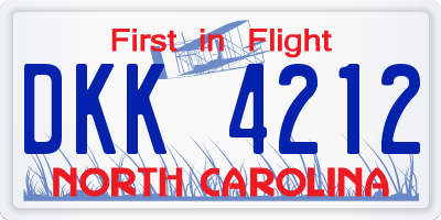 NC license plate DKK4212