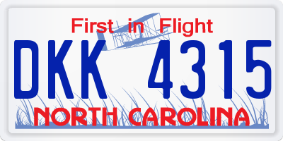 NC license plate DKK4315