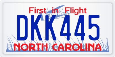 NC license plate DKK445