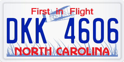 NC license plate DKK4606