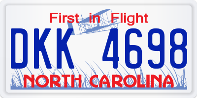 NC license plate DKK4698