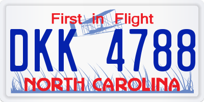 NC license plate DKK4788