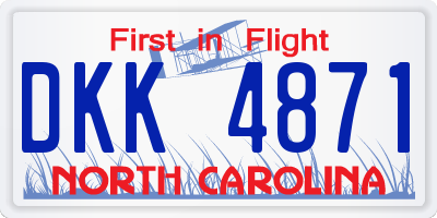 NC license plate DKK4871