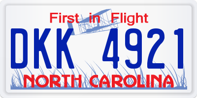 NC license plate DKK4921