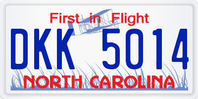 NC license plate DKK5014