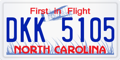 NC license plate DKK5105