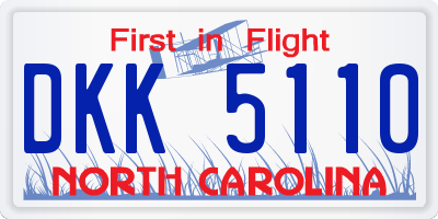 NC license plate DKK5110