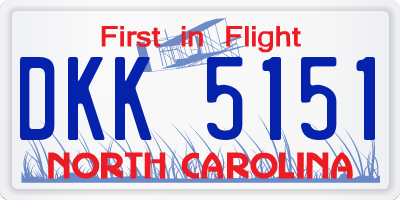 NC license plate DKK5151