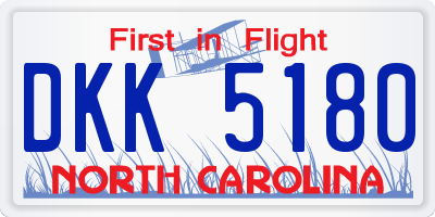 NC license plate DKK5180