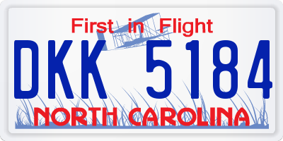 NC license plate DKK5184