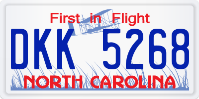NC license plate DKK5268