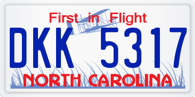 NC license plate DKK5317