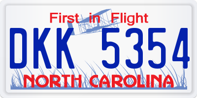 NC license plate DKK5354