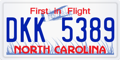 NC license plate DKK5389