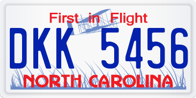 NC license plate DKK5456