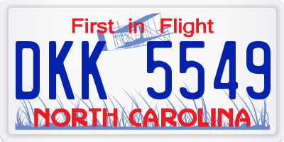 NC license plate DKK5549