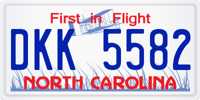 NC license plate DKK5582