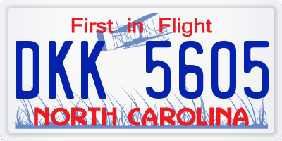 NC license plate DKK5605