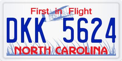 NC license plate DKK5624