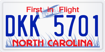 NC license plate DKK5701