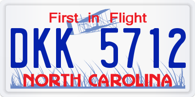 NC license plate DKK5712