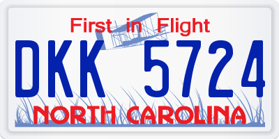 NC license plate DKK5724