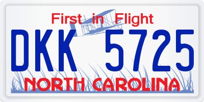 NC license plate DKK5725
