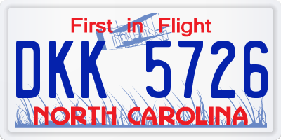 NC license plate DKK5726
