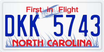 NC license plate DKK5743