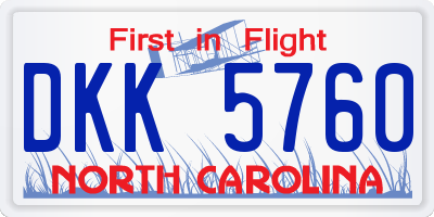 NC license plate DKK5760
