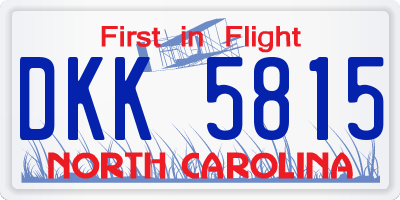 NC license plate DKK5815