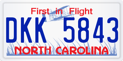 NC license plate DKK5843
