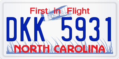 NC license plate DKK5931