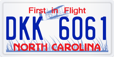 NC license plate DKK6061