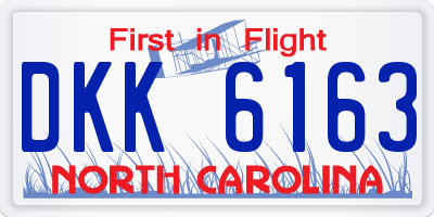 NC license plate DKK6163