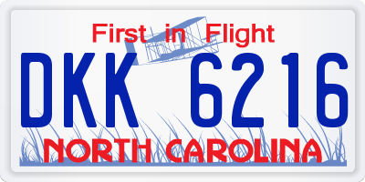 NC license plate DKK6216