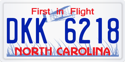 NC license plate DKK6218