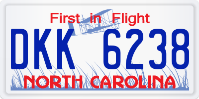NC license plate DKK6238