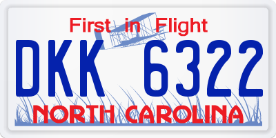NC license plate DKK6322