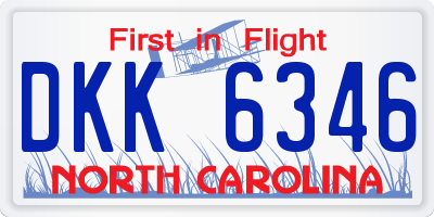 NC license plate DKK6346